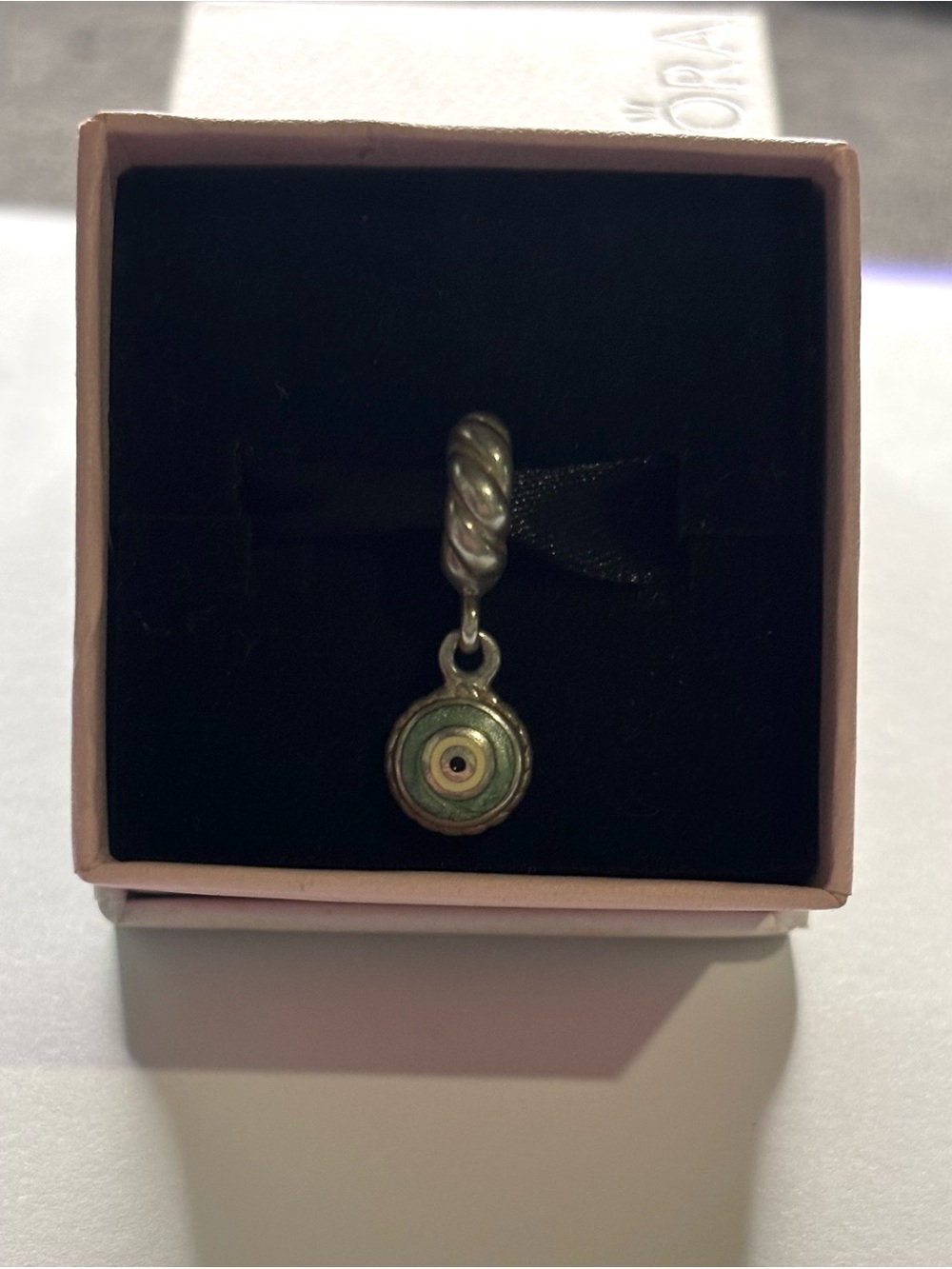 Authentic Pandora Watchful Evil Eye Green Enamel Dangle Charm 790529 S925